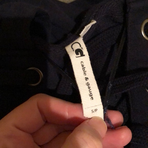 Navy lace up hoodie - Picture 3 of 3